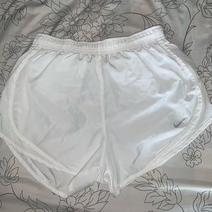 White Nike athletic shorts